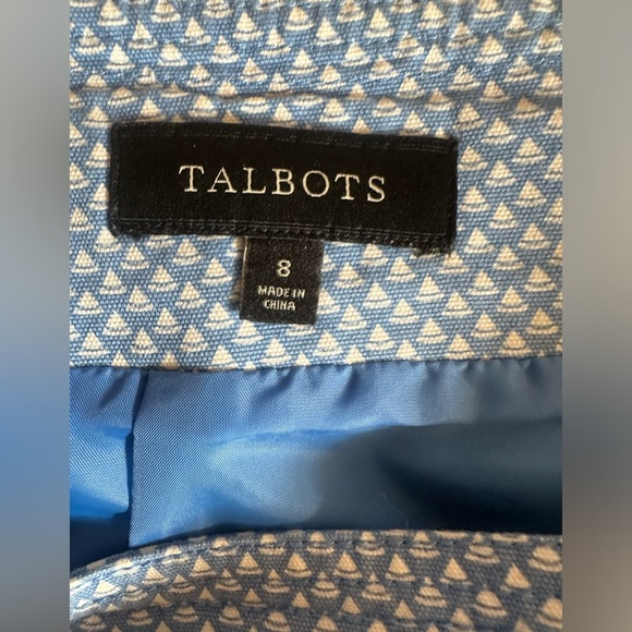 Talbots SET Cardigan Sweater Women LG Pima Cotton BLUE Button Up & Skirt SZ 8 - Picture 6 of 11